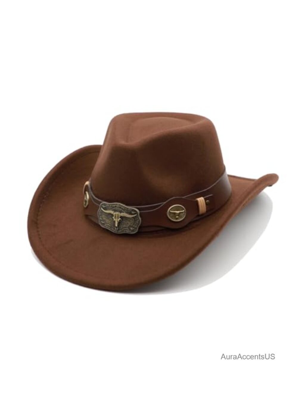 Unisex Wide Brim Felt Cowboy Hat Adjustable Strap
